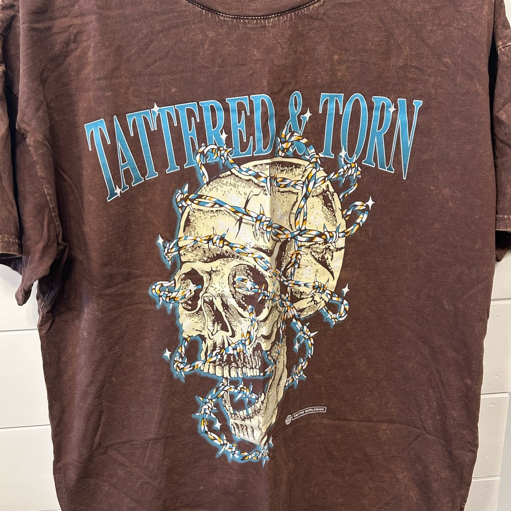 Empyre Brown Short Sleeve Tee with Skull Graphic